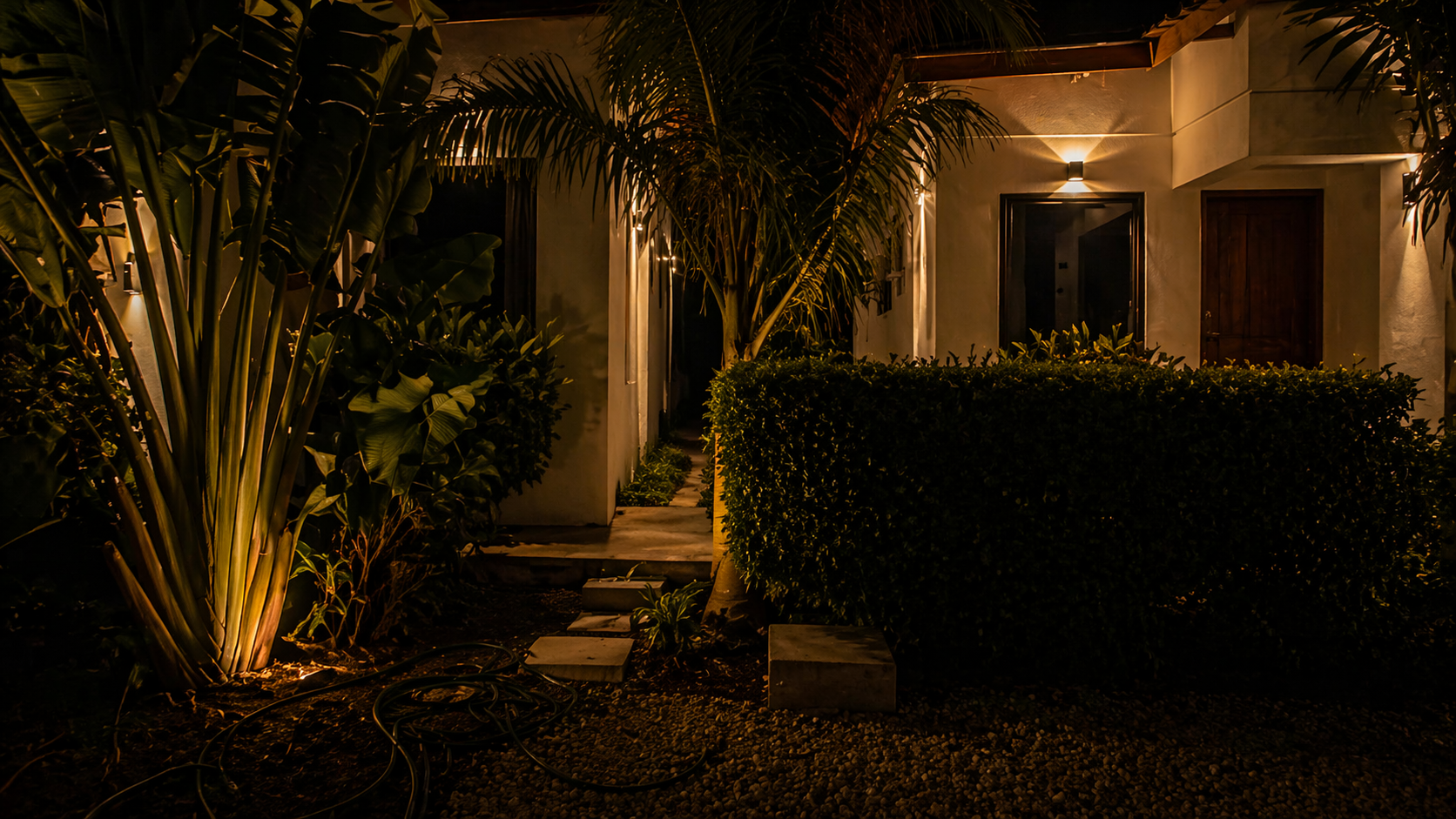 Night exterior lighting at CAPIE Lodges
